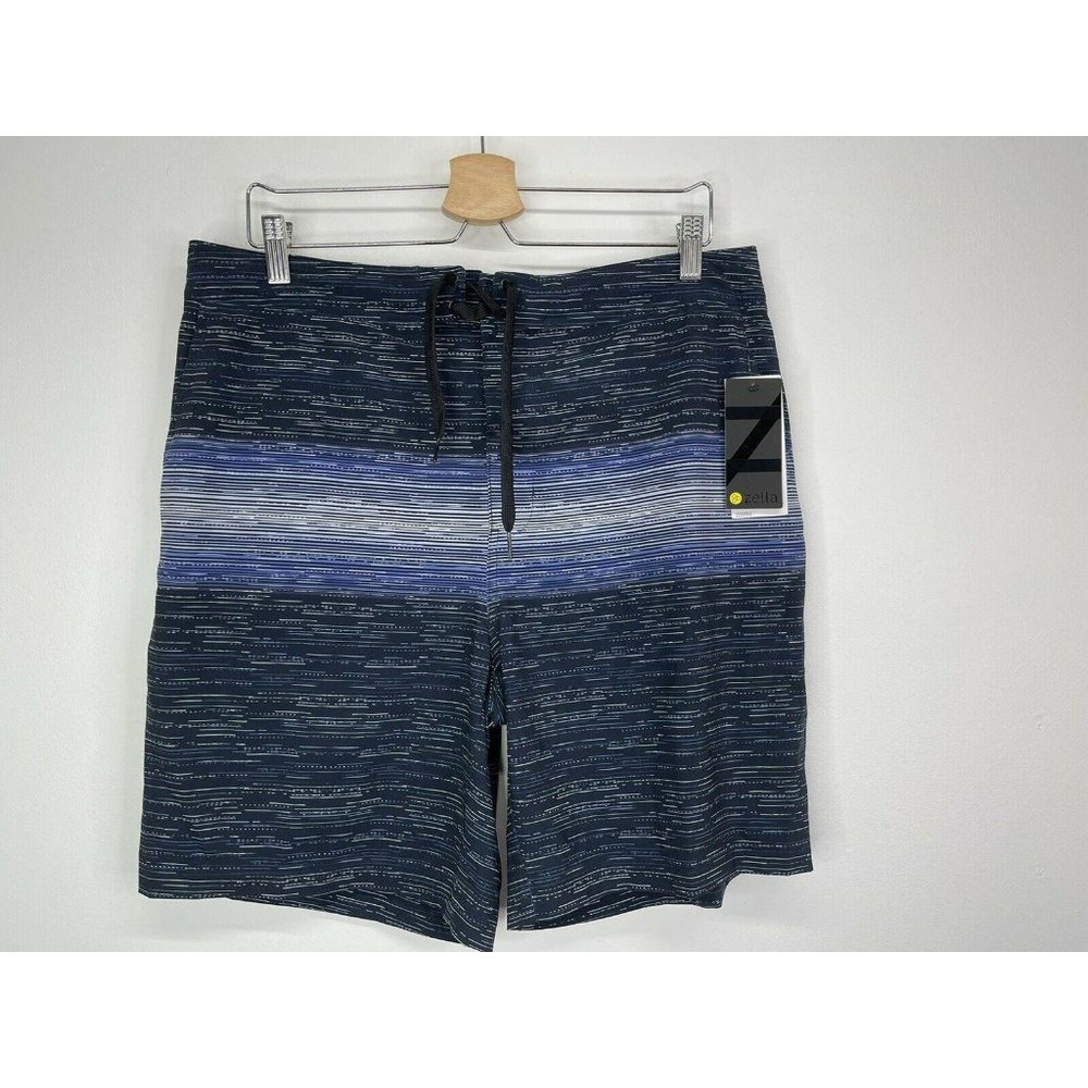 Zella  Blue Watercolor Striped Elastic Drawstring